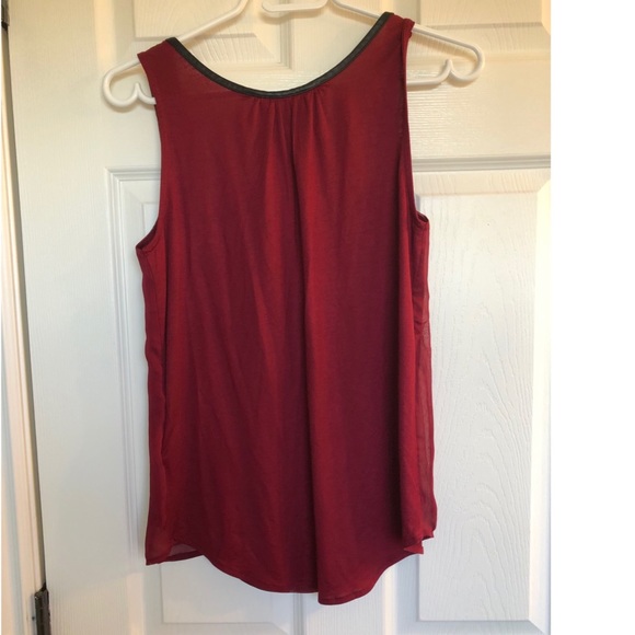 3 for 30 - Gap burgundy tank blouse with leather piping detail - Picture 2 of 4